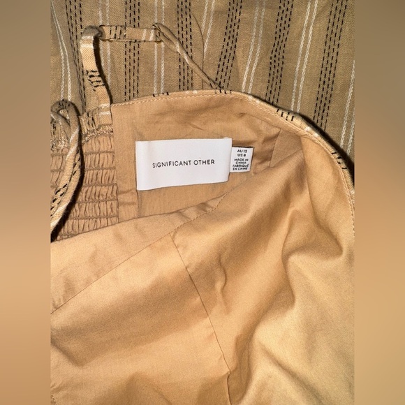 Elegant Tan Striped Maxi Dress - Picture 11 of 12